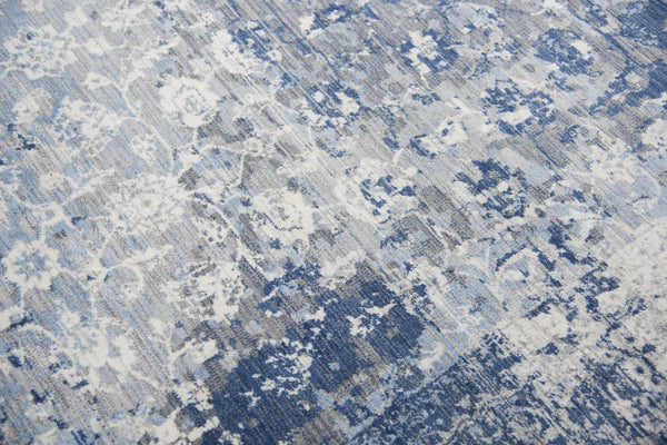Alora Decor Euphoria Plush New Zealand Wool Rug With Distressed Blue Floral Motif For Contemporary Spaces 3' x 5' 00600612100090305