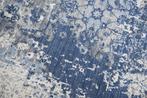 Alora Decor Euphoria Plush New Zealand Wool Rug With Distressed Blue Floral Motif For Contemporary Spaces 3' x 5' 00600612100090305