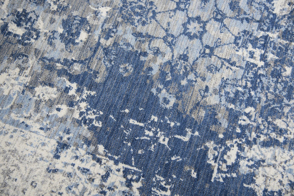 Alora Decor Euphoria Plush New Zealand Wool Rug With Distressed Blue Floral Motif For Contemporary Spaces 3' x 5' 00600612100090305
