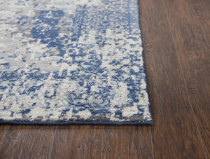 Alora Decor Euphoria Plush New Zealand Wool Rug With Distressed Blue Floral Motif For Contemporary Spaces 3' x 5' 00600612100090305