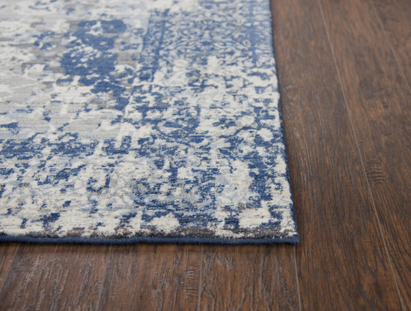 Alora Decor Euphoria Plush New Zealand Wool Rug With Distressed Blue Floral Motif For Contemporary Spaces 3' x 5' 00600612100090305