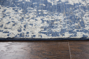 Alora Decor Euphoria Plush New Zealand Wool Rug With Distressed Blue Floral Motif For Contemporary Spaces 3' x 5' 00600612100090305