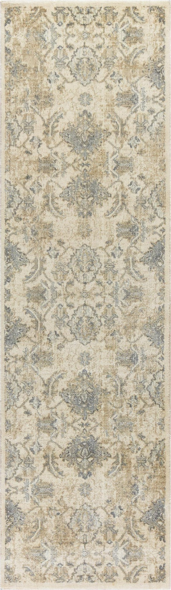 Alora Decor Euphoria Hand‑Washed New Zealand Wool Runner With Vintage Medallion Pattern In Cool Gray And Beige, Durable Luxury For Hallways 2'6" x 8' 00600612300042608
