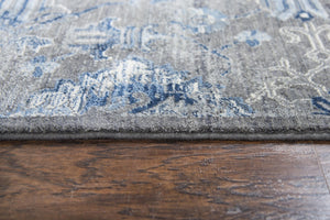 Alora Decor Euphoria Handwoven New Zealand Wool Rug With Cool Blue Medallions And Soft Gray Tones For Elegance And Durability 3' x 5' 006006124DR000305