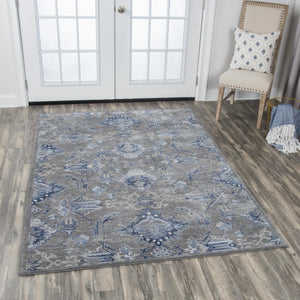 Alora Decor Euphoria Handwoven New Zealand Wool Rug With Cool Blue Medallions And Soft Gray Tones For Elegance And Durability 3' x 5' 006006124DR000305