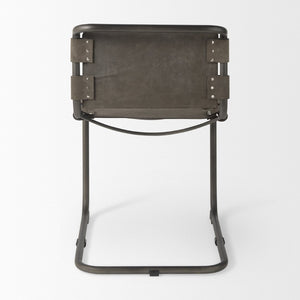 Mercana Berbick Dining Chair – Industrial-Modern Design with Top-Grain Leather & Sturdy Iron Frame, Pre-assembled Brown Seude (Gray Tones)| Black Metal 69275