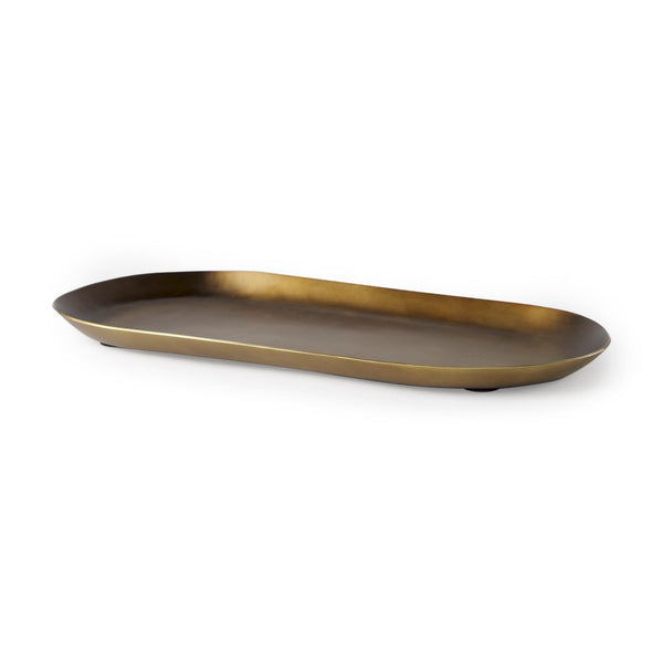 Mercana Payson Antique Gold Candle Tray - Sleek Minimalist Design for Elegant Tabletop Décor and Centerpieces 69850