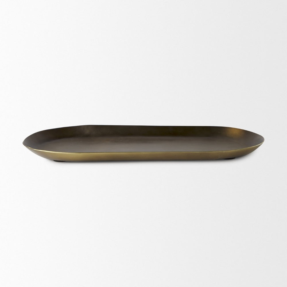 Mercana Payson Antique Gold Candle Tray - Sleek Minimalist Design for Elegant Tabletop Décor and Centerpieces 69850