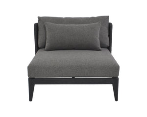 Sunpan Ibiza Armless Outdoor Lounge Chair – Stylish Charcoal Weave & Gracebay Grey Cushion For Comfort Grey Fabric 109498