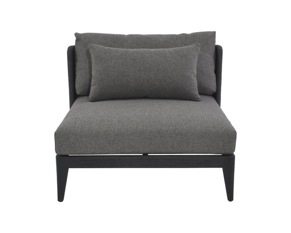 Sunpan Ibiza Armless Outdoor Lounge Chair – Stylish Charcoal Weave & Gracebay Grey Cushion For Comfort Grey Fabric 109498