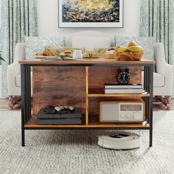 English Elm Farmhouse Lift Top Coffee Table With Hidden Storage - Adjustable Height Centerpiece For Modern Living T2398P354183