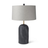 Quinn 18.0L x 18.0W x 28.8H Navy Base W/Beige Fabric Shade Table Lamp