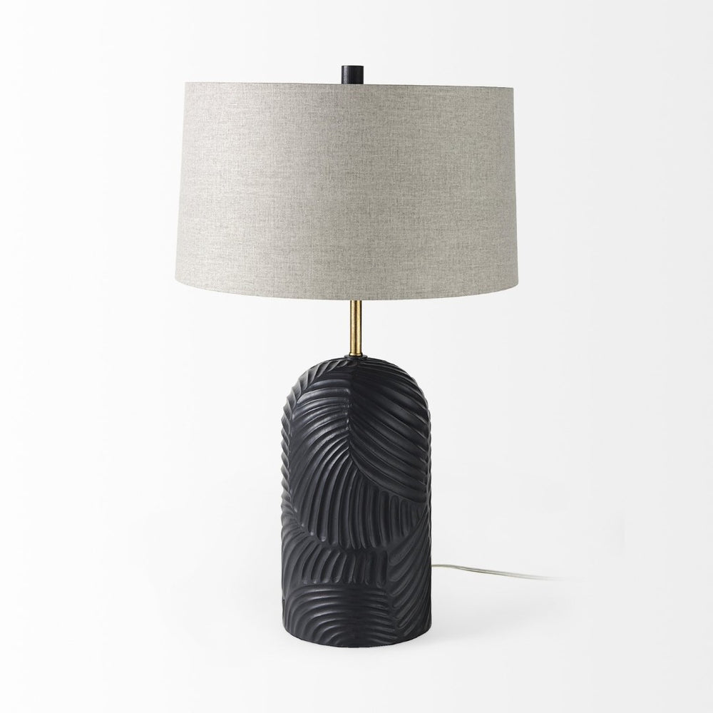 Mercana Quinn Coastal Charm Table Lamp with Elegant Fabric Shade for Living Rooms and Bedrooms Ambiance Navy | Beige Shade 69704