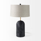 Mercana Quinn 18.0L x 18.0W x 28.8H Navy Base W/Beige Fabric Shade Table Lamp 69704