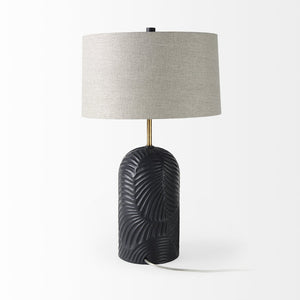 Mercana Quinn Coastal Charm Table Lamp with Elegant Fabric Shade for Living Rooms and Bedrooms Ambiance Navy | Beige Shade 69704