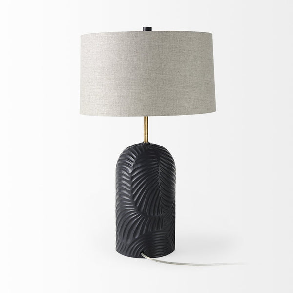 Mercana Quinn Coastal Charm Table Lamp with Elegant Fabric Shade for Living Rooms and Bedrooms Ambiance Navy | Beige Shade 69704