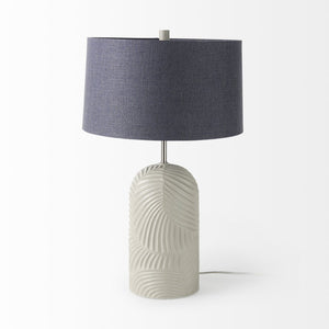 Mercana Quinn Coastal Charm Table Lamp with Elegant Fabric Shade for Living Rooms and Bedrooms Ambiance Beige | Navy Shade 69705
