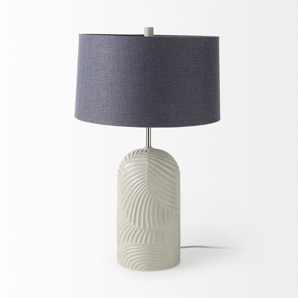 Mercana Quinn Coastal Charm Table Lamp with Elegant Fabric Shade for Living Rooms and Bedrooms Ambiance Beige | Navy Shade 69705