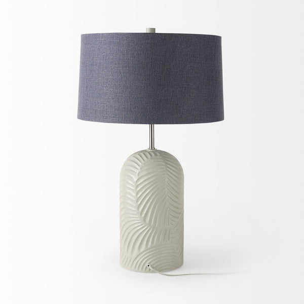 Mercana Quinn Coastal Charm Table Lamp with Elegant Fabric Shade for Living Rooms and Bedrooms Ambiance Beige | Navy Shade 69705