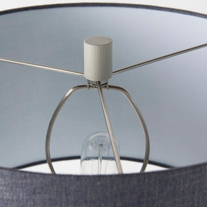 Mercana Quinn Coastal Charm Table Lamp with Elegant Fabric Shade for Living Rooms and Bedrooms Ambiance Beige | Navy Shade 69705