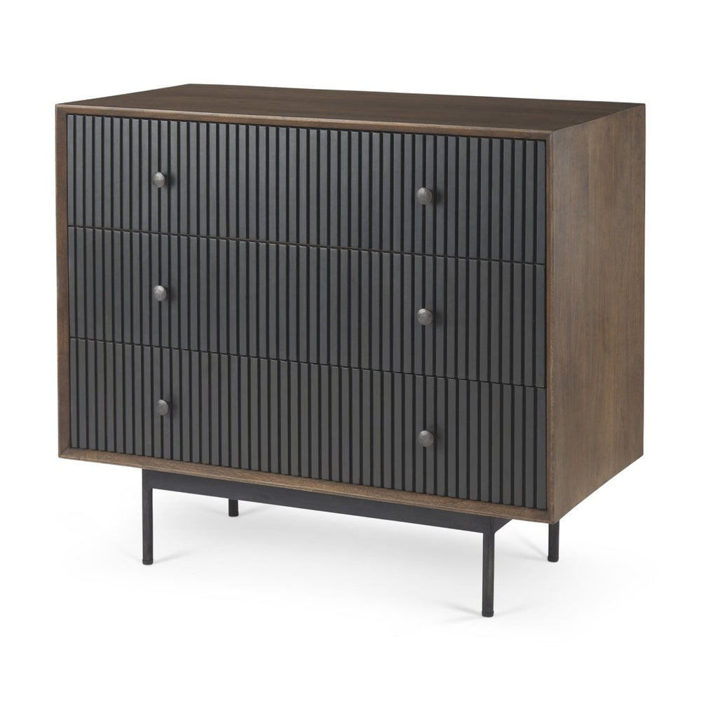 Mercana Grace Rustic Industrial Accent Cabinet with 3 Drawers for Stylish Storage in Any Room or Office 69755