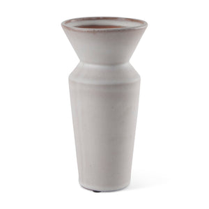 Mercana Esme Bold Geometric Ceramic Vase in Whitewash Finish - Perfect Accent for Modern and Boho Décor White and Terracotta Ceramic | 10.4"H 69807