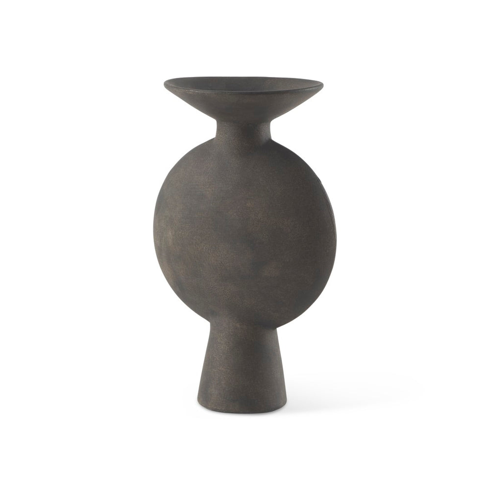 Mercana Kaz Sculptural Ceramic Vase with Textured Matte Finish - Modern Home Décor for Any Space Earthy Brown Ceramic |  11.2H 69810