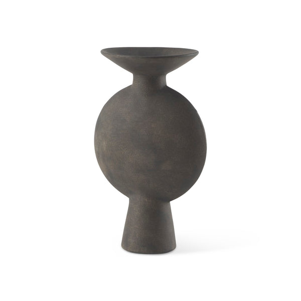 Mercana Kaz Sculptural Ceramic Vase with Textured Matte Finish - Modern Home Décor for Any Space Earthy Brown Ceramic |  11.2H 69810