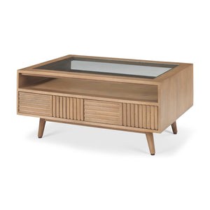 Mercana Sable Contemporary Coffee Table with Geometric Design and Durable Solid Mango Wood Frame for Living Rooms 69890