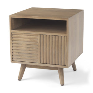 Mercana Sable Contemporary Mango Wood Side Table with Geometric Design and Practical Storage Solutions 69891