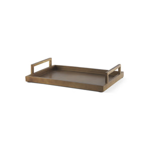 Mercana Shay Aluminium Tray - Chic Matte Gold Accent for Modern Tabletop Decor and Versatile Organization Medium | 17" L 69947