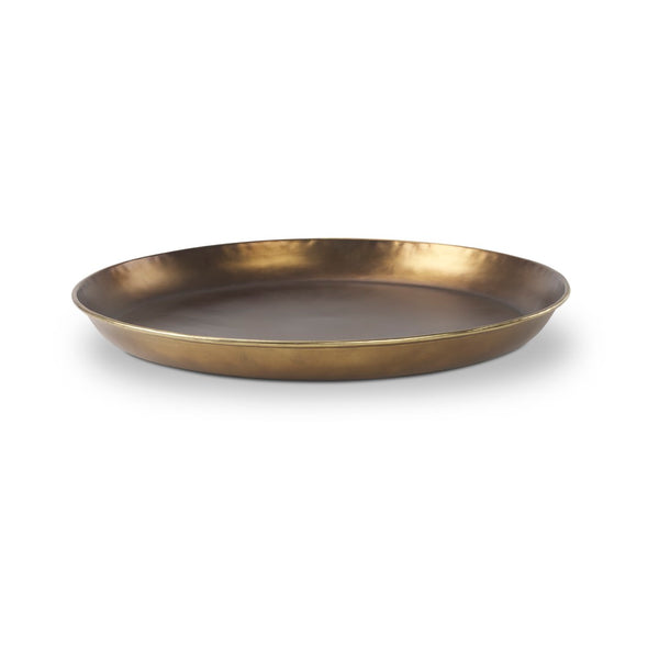 Mercana Eagan Elegant Burnished Brass Tray - Stylish Aluminum Centerpiece for Modern Home Décor & Organization Brass Aluminium | 24.0L 69951
