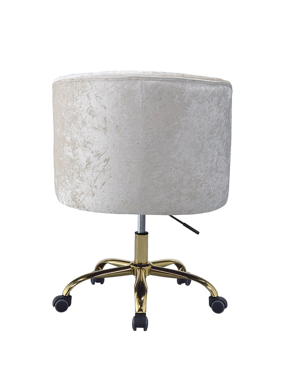 English Elm Levian Cream Velvet Office Chair with Gold Base, 360° Swivel, Adjustable Height, Tufted Comfort B2726P266289