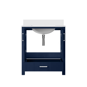English Elm Navy Blue Bath Vanity 30" W X 22" D With Durable Cultured Marble Top & Ample Storage Solutions B2731P259013