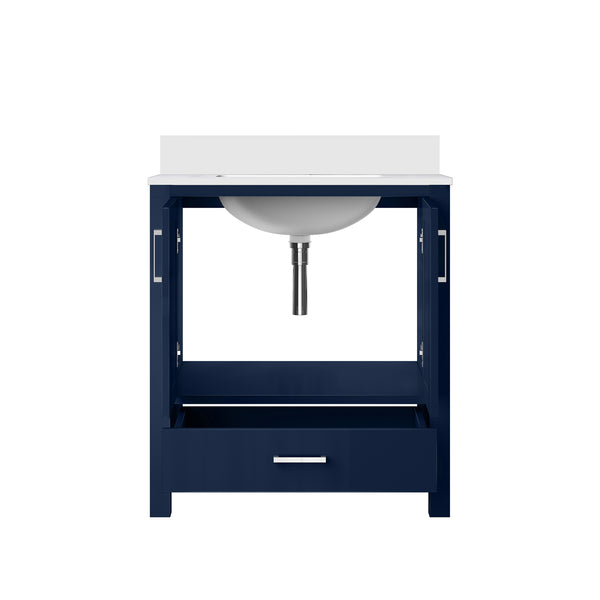 English Elm Navy Blue Bath Vanity 30" W X 22" D With Durable Cultured Marble Top & Ample Storage Solutions B2731P259013