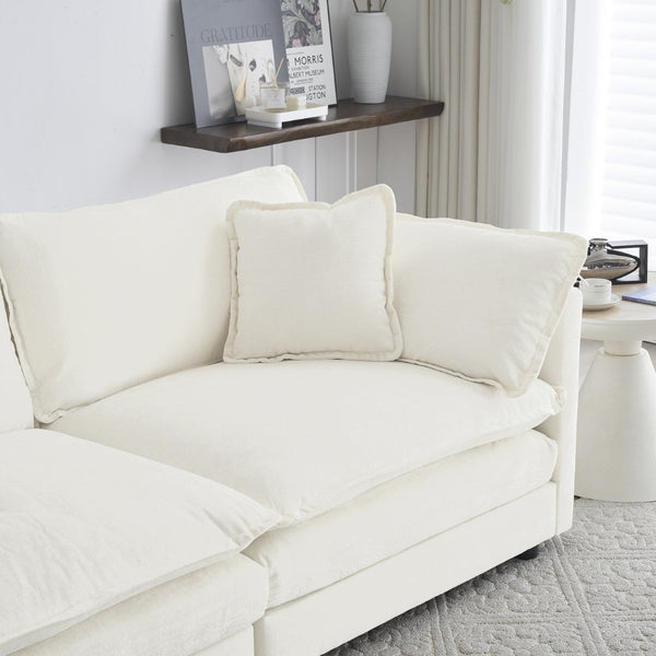 English Elm Accent Armchair Set of Two Chenille Upholstered with Toss Pillow Solid Wood Frame W714S00546