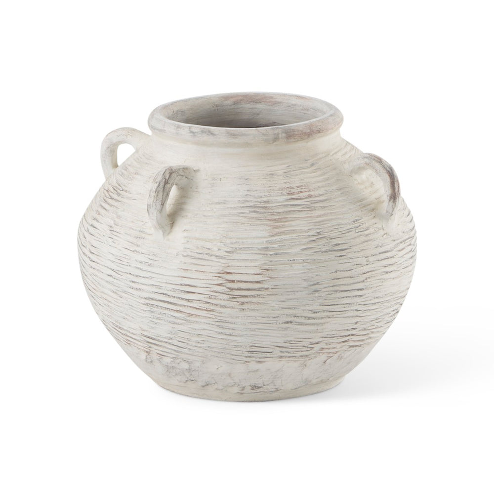 Mercana Misha Sculptural Floor Vase with Textured Base, Timeless Design for Modern or Coastal Interiors Cream Ceramic | 16.1H 69799