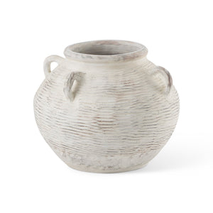 Mercana Misha Sculptural Floor Vase with Textured Base, Timeless Design for Modern or Coastal Interiors Cream Ceramic | 16.1H 69799