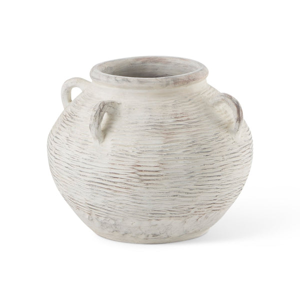 Mercana Misha Sculptural Floor Vase with Textured Base, Timeless Design for Modern or Coastal Interiors Cream Ceramic | 16.1H 69799