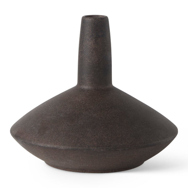 Mercana Rylee Sculptural Ceramic Vase - Modern Matte Finish for Stylish Home Décor and Versatile Arrangements Dark Brown Ceramic | 6.9H 69801