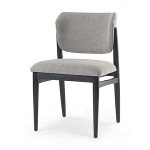 Mercana Cline Dining Chair - Sculptural Design with Plush Comfort and Bold Wood Legs for Modern Interiors Gray Fabric | Black Wood 69830