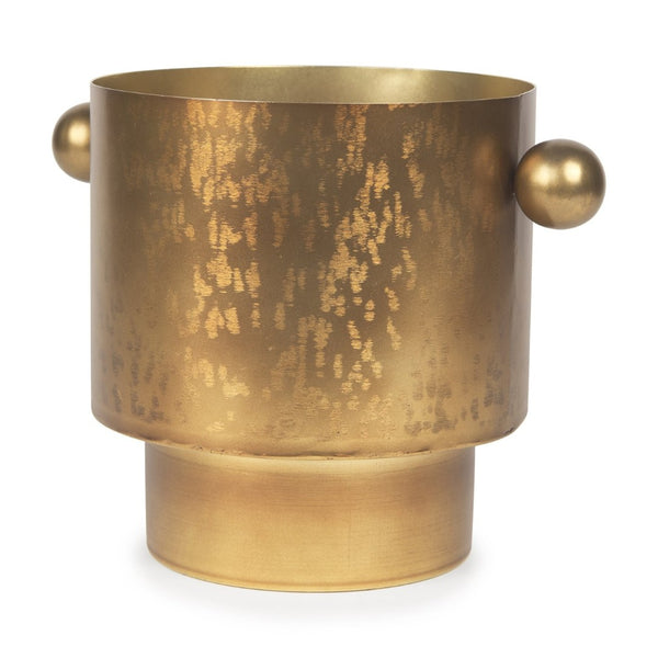 Mercana Juno Modern Contemporary Cast Iron Vase in Matte Gold – Ideal for Fresh Flowers & Home Decor Antique Gold Metal | 8.5H 69867