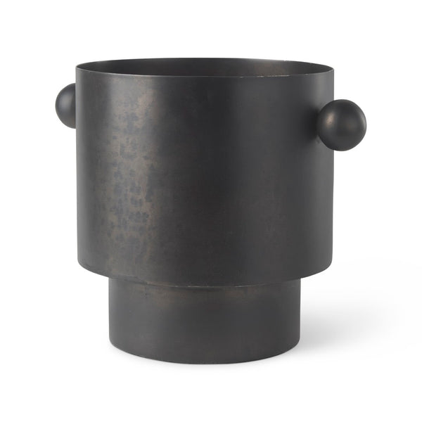 Mercana Juno Modern Contemporary Cast Iron Vase in Matte Gold – Ideal for Fresh Flowers & Home Decor Antique Black Metal | 8.5H 69871