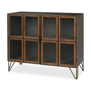 Mercana Pandora Rustic Two-Door Accent Cabinet with Antique Bronze Ironwork for Stylish Storage Solutions 69916