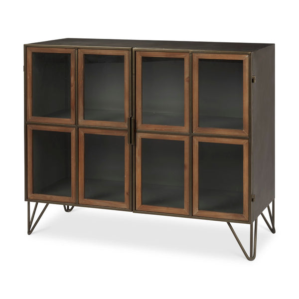 Mercana Pandora Rustic Two-Door Accent Cabinet with Antique Bronze Ironwork for Stylish Storage Solutions 69916