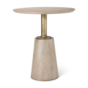 Mercana Maxwell Modern Bistro Table - Stylish Round Mango Wood Top with Black Iron Pedestal for Compact Spaces 32" Lt Wood Top | Gold Metal/Lt Wood Base 69927-AB