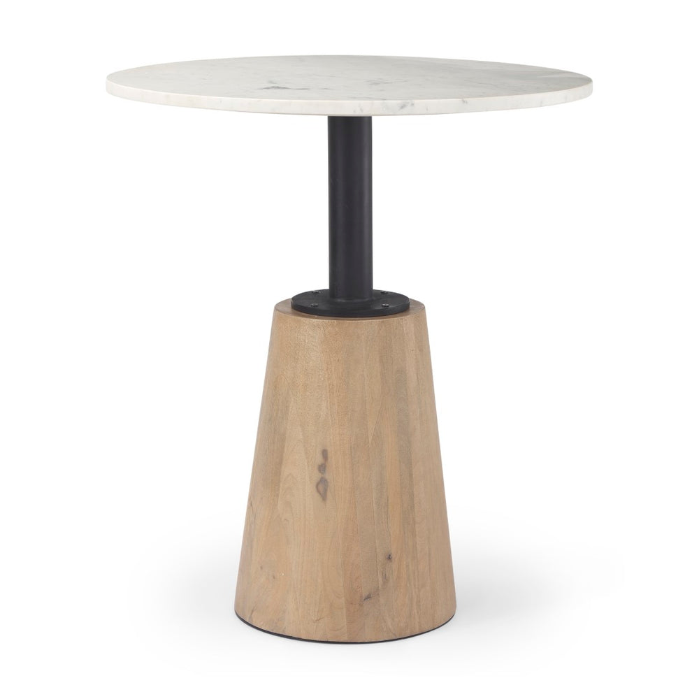 Mercana Maxwell Round Marble Bistro Table – Elegant Blend of Natural Stone and Warm Wood for Stylish Dining Spaces 69928-AB