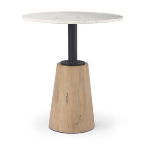 Mercana Maxwell Round Marble Bistro Table – Elegant Blend of Natural Stone and Warm Wood for Stylish Dining Spaces 69928-AB