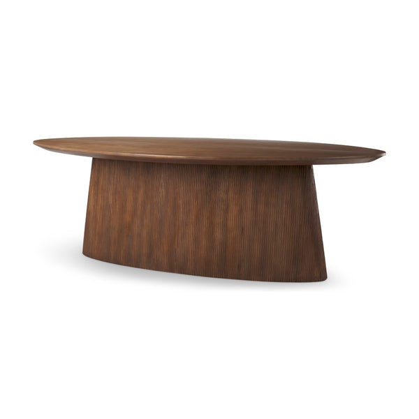 Mercana Lance Contemporary Oval Dining Table - Solid Wood with Rippled Base for Modern Elegance & Warmth 69961-AB