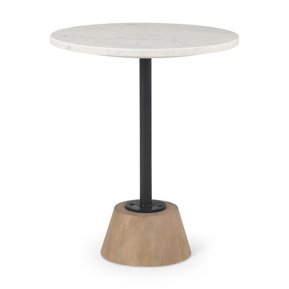 Mercana Maxwell Elegant Marble Top Pedestal End Table - Modern Accent Piece for Small Spaces and Living Rooms 69975-AB